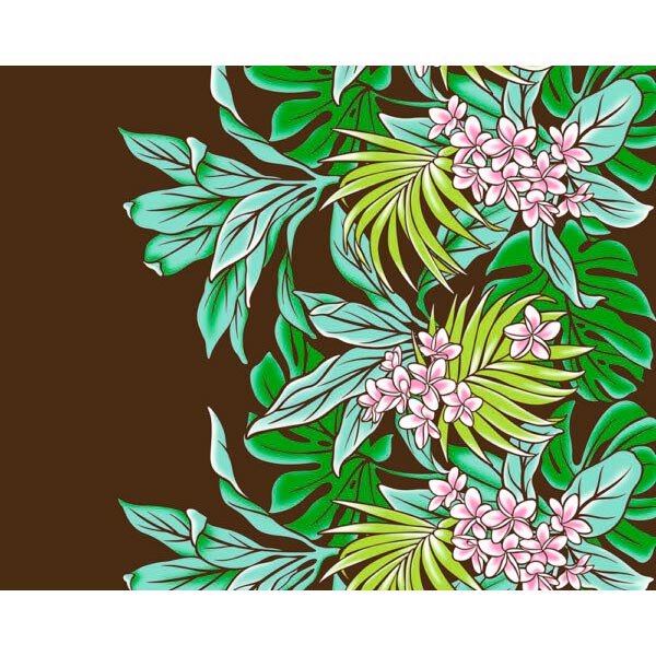 Hawaiian Polycotton Fabric LW-21-808 [Plumeria Leaf Bouquet]
