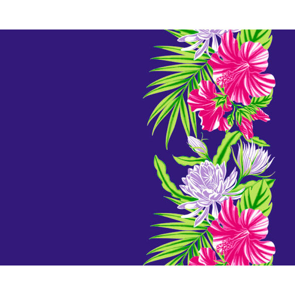 Hawaiian Polycotton Fabric LW-21-810 [Border Hibiscus Ceres]