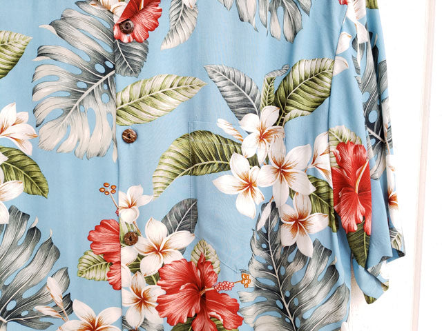 Hawaiian Men's Aloha Shirt Rayon [Hibiscus &amp; Plumeria]