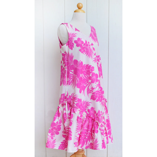 Hawaiian Muumuu Sleeveless Dress Semi-Long [Nahenahe Hibiscus]