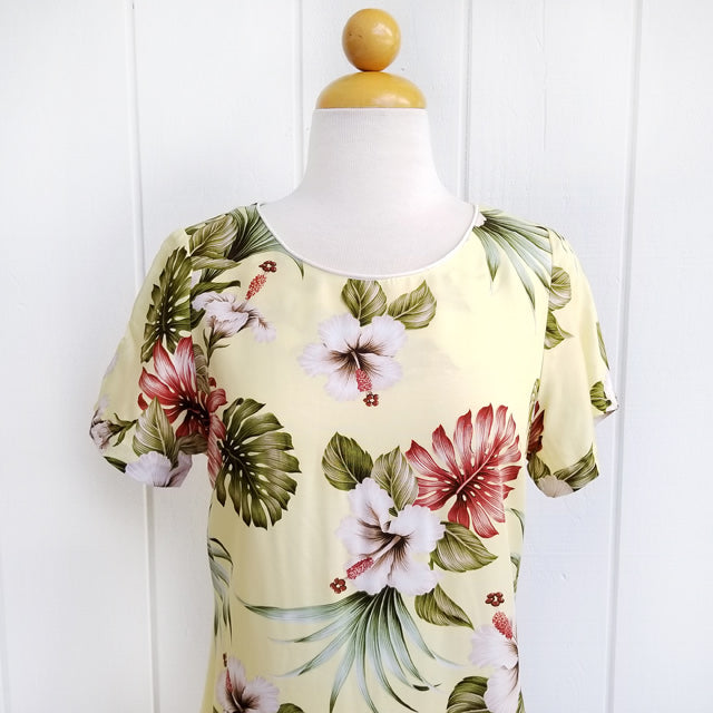 Hawaiian Sleeve Dress Semi-Long [Hibiscus &amp; Monstera]