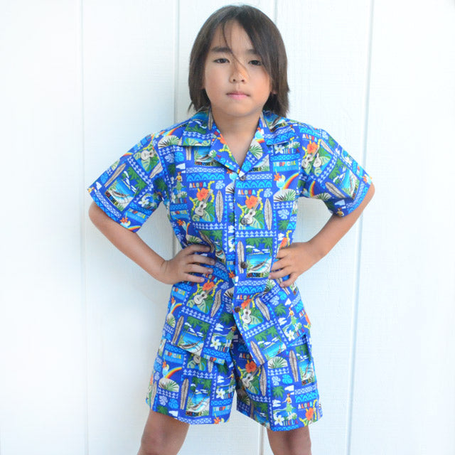 Kids Cotton Aloha Shirt Set [Aloha Hawaii]