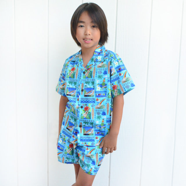 *Clearance Sale Kids Cotton Aloha Shirt Set [Aloha Hawaii]