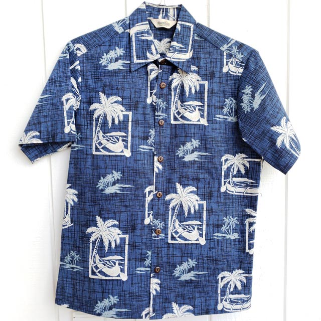 Hawaiian Men's Aloha Shirt Cotton [Island Canoe]