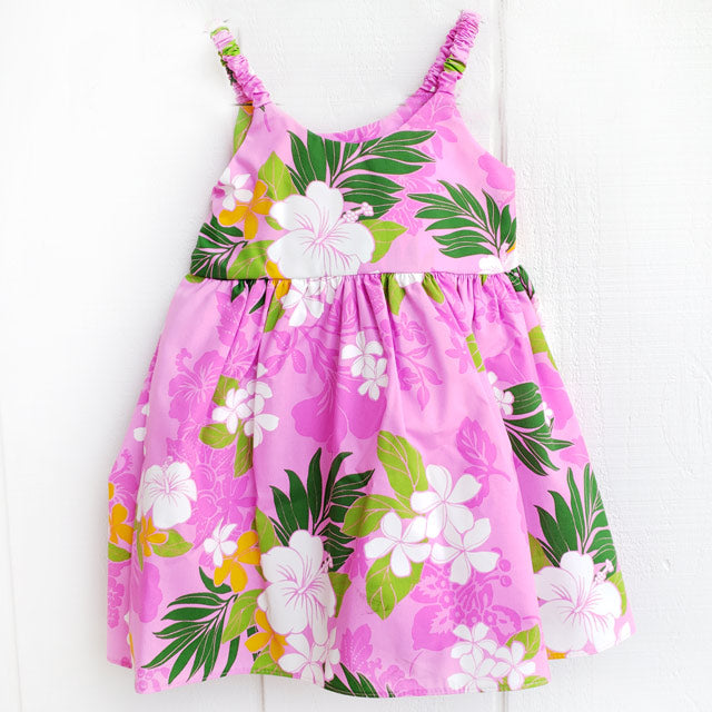 Kids Polycotton Bungee Dress [Tropical Flower]