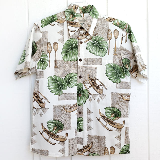 Hawaiian Men's Aloha Shirt Cotton [Monstera &amp; Canoe]