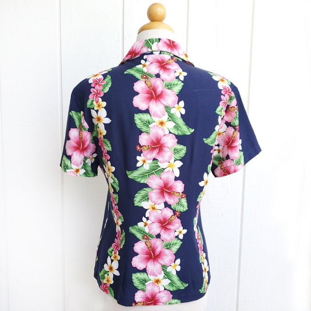 Hawaiian Ladies Aloha Shirt Fit [Pink Hibiscus]