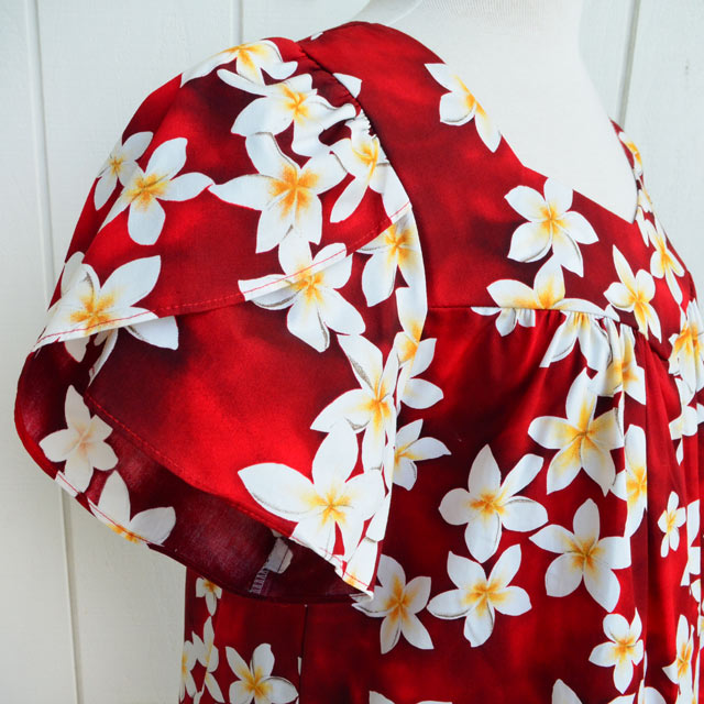 Hawaiian Mumu Sleeve Dress Semi-Long [Plumeria]