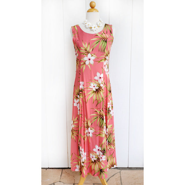 Hawaiian Sleeveless Dress Long [Lani Plumeria]