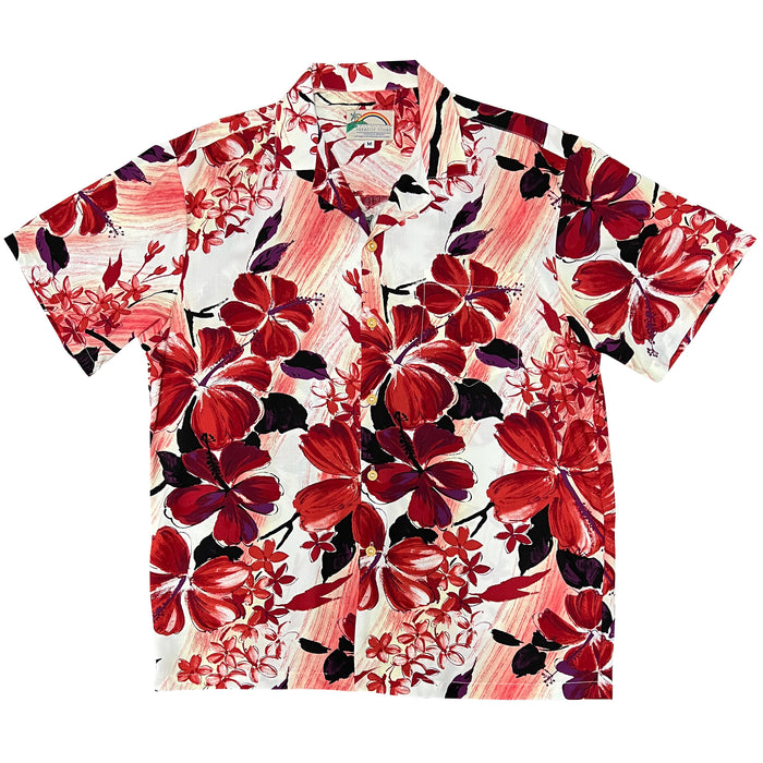 Hawaiian Men's Aloha Shirt Rayon [Watercolor Hibscus]