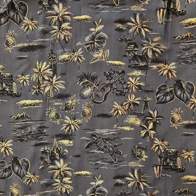 Hawaiian rayon fabric goldenvintage [Golden vintage]