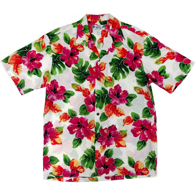 Hawaiian Men's Aloha Shirt Rayon [Hibiscus Water Color]