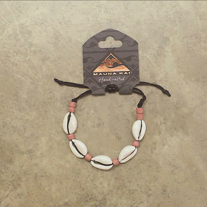 Hawaiian Hula Supplies Shell Bracelet/Anklet [Light Brown Beads w/Black Cord]