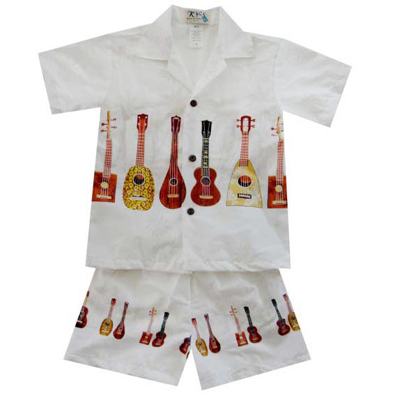 Kids Cotton Aloha Shirt Set [Pineapple Guitar]
