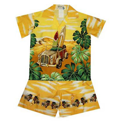 Kids Cotton Aloha Shirt Set [Woody]