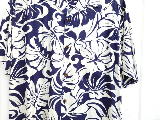 Hawaiian Men's Aloha Shirt Rayon [Hibiscus Monstera]