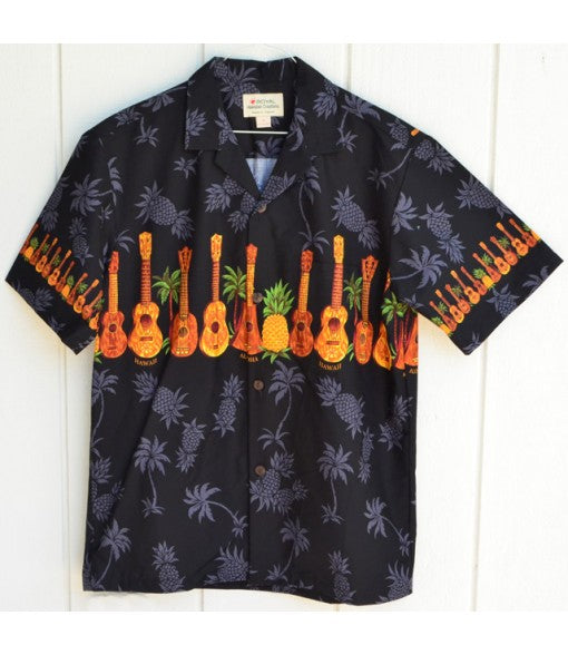 Hawaiian Men's Aloha Shirt Cotton [Pineapple Guitar]