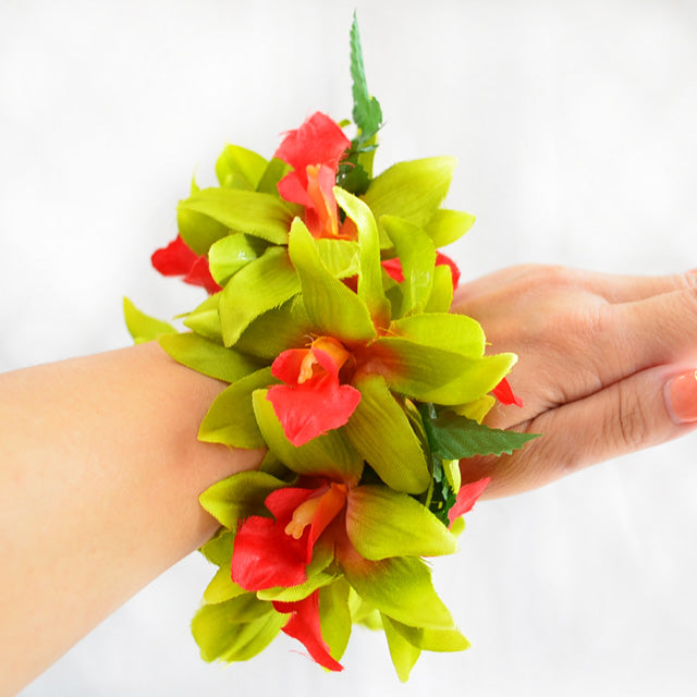 Hawaiian Hula Supplies Flower Bracelet/Anklet [Vanda Orchid/Double]