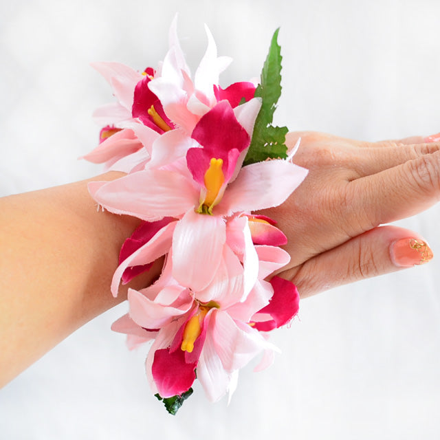Hawaiian Hula Supplies Flower Bracelet/Anklet [Vanda Orchid/Double]